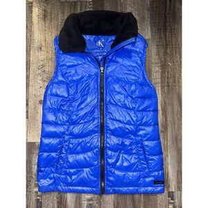 Calvin Klein Blue Black Down Puffer Vest Women's Medium